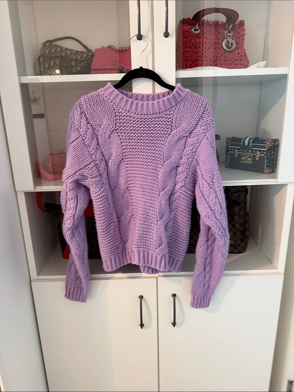Forever 21 Chunky Cable Knit Sweater - Lavender